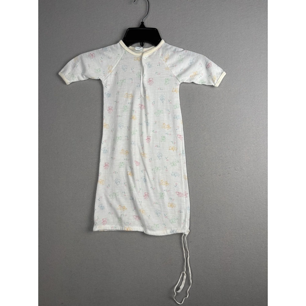 Vintage Riegel Baby Gown USA Bear Print Sleeper Newborn Infant Pajamas